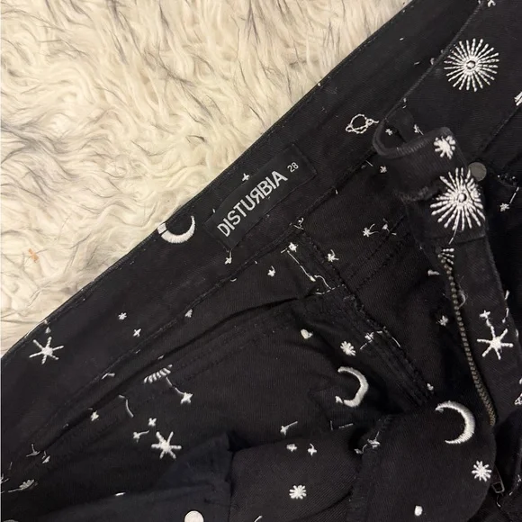 Disturbia ‘Celestial’ Embroidered Jeans - Black - Picture 3 of 9